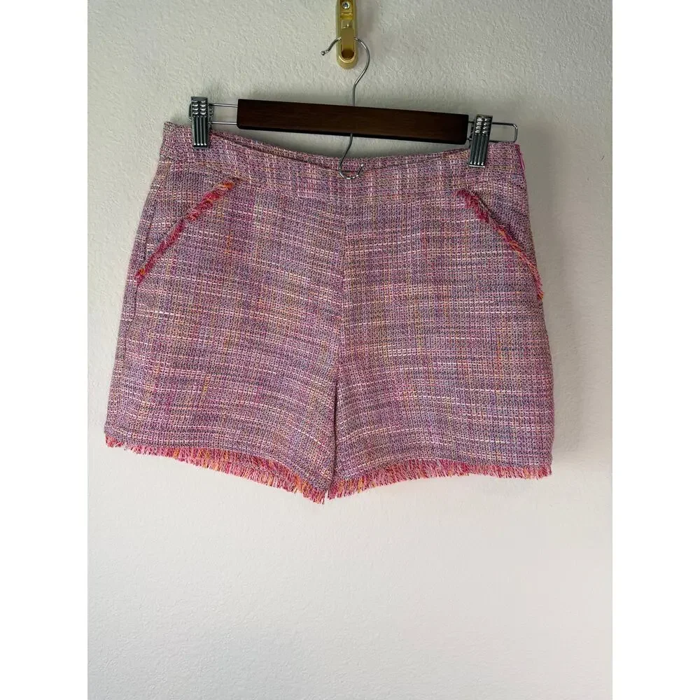 Brooks Brothers Kids Pink Multi Tweed Fringe Blazer & Shorts Suit Set Size 16
